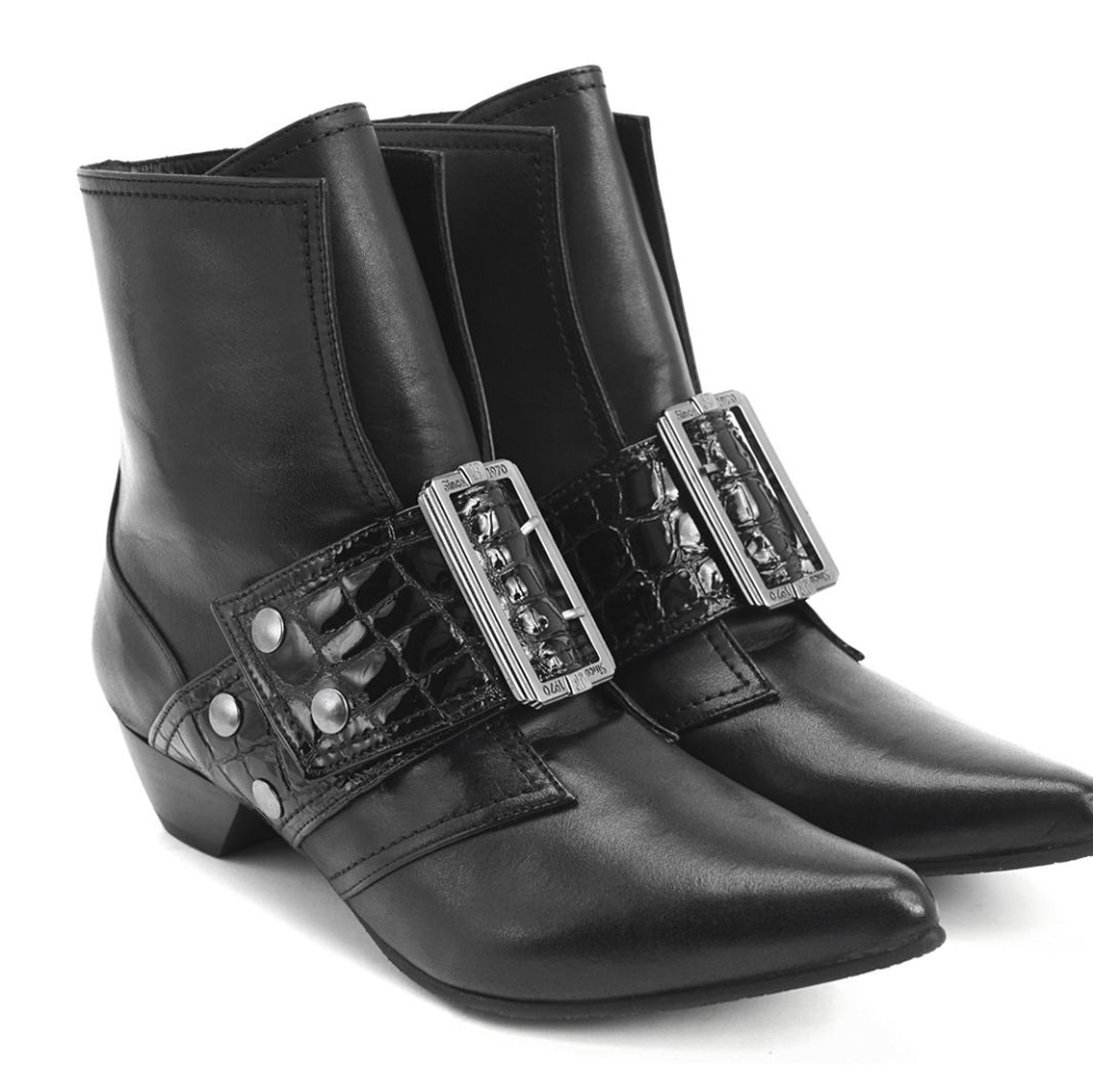 JOHN FLUEVOG Cheryl Black Leather Witch Boots Size 10 Discontinued and Rare!